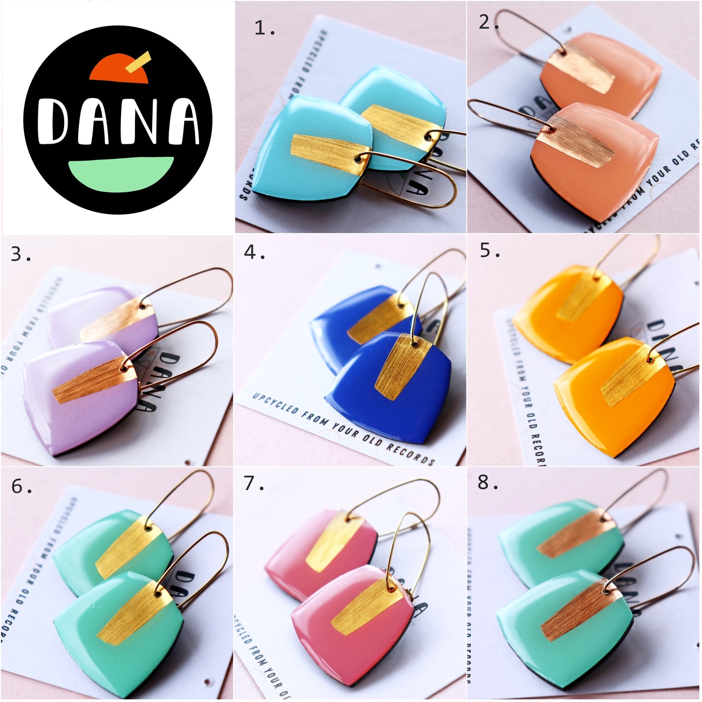 BETTY no.2 in 8 colours / contemporary upcycled colourful earrings handmade in Ireland