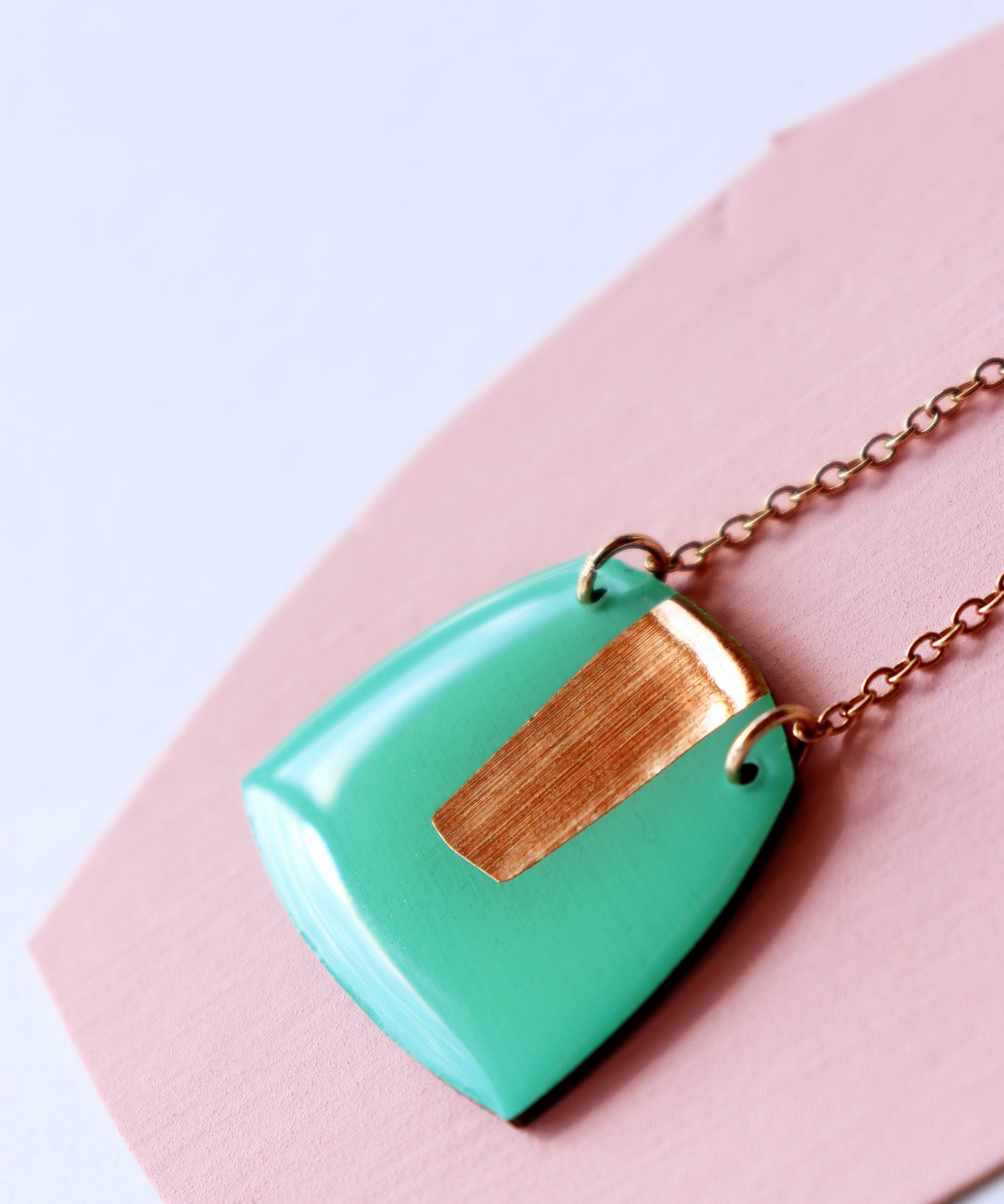 Greeny turquoise and copper recycled necklace / sustainable irish jewellery