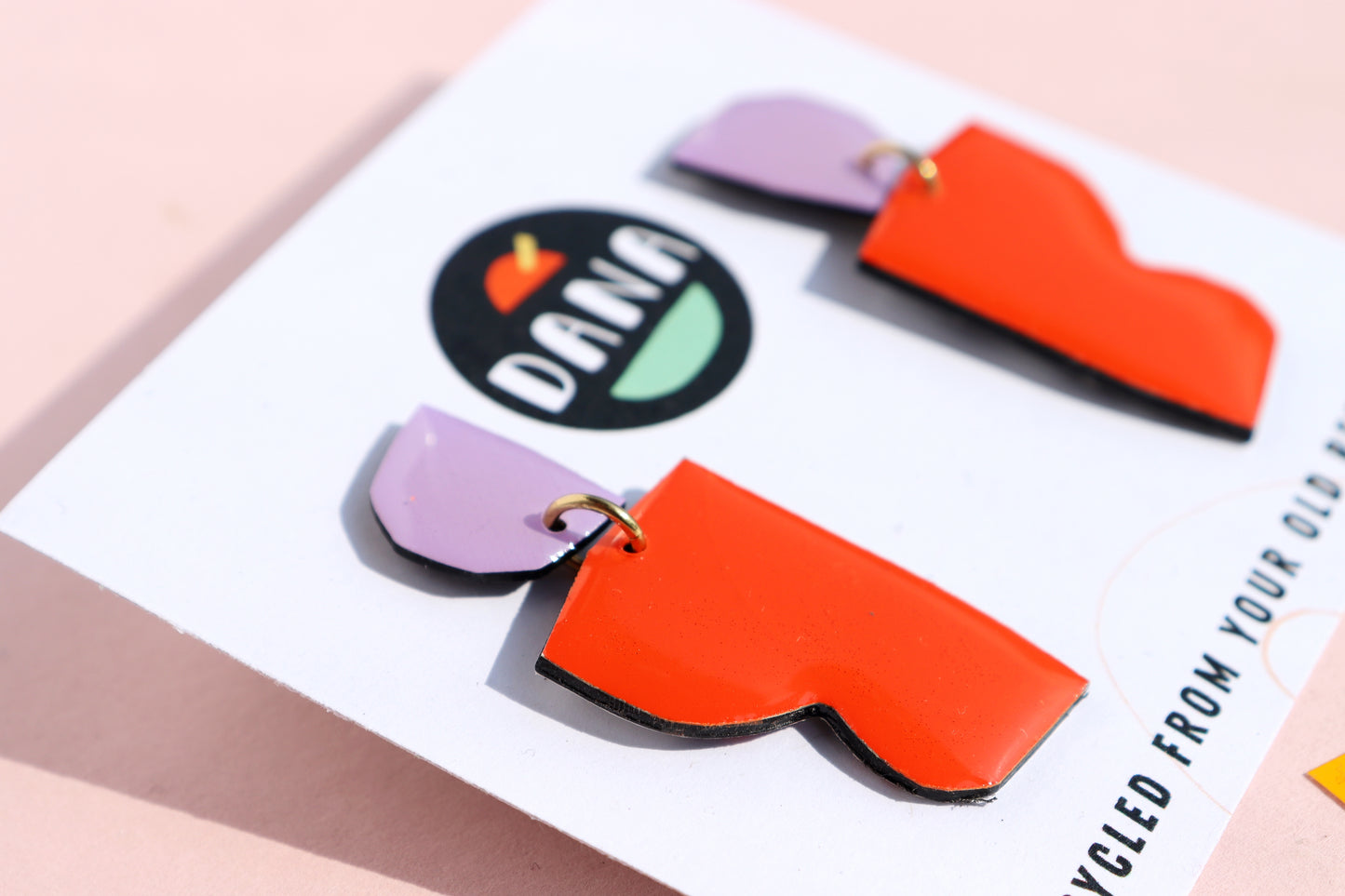 LOLLI in deep solid orange and lavender / upcycled Irish design
