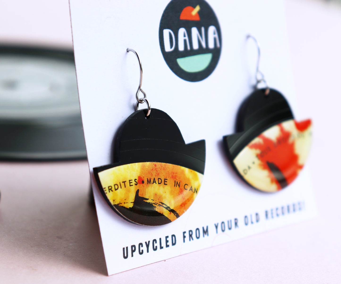 30% OFF warm splash upcycled Barclay vinyl record earrings