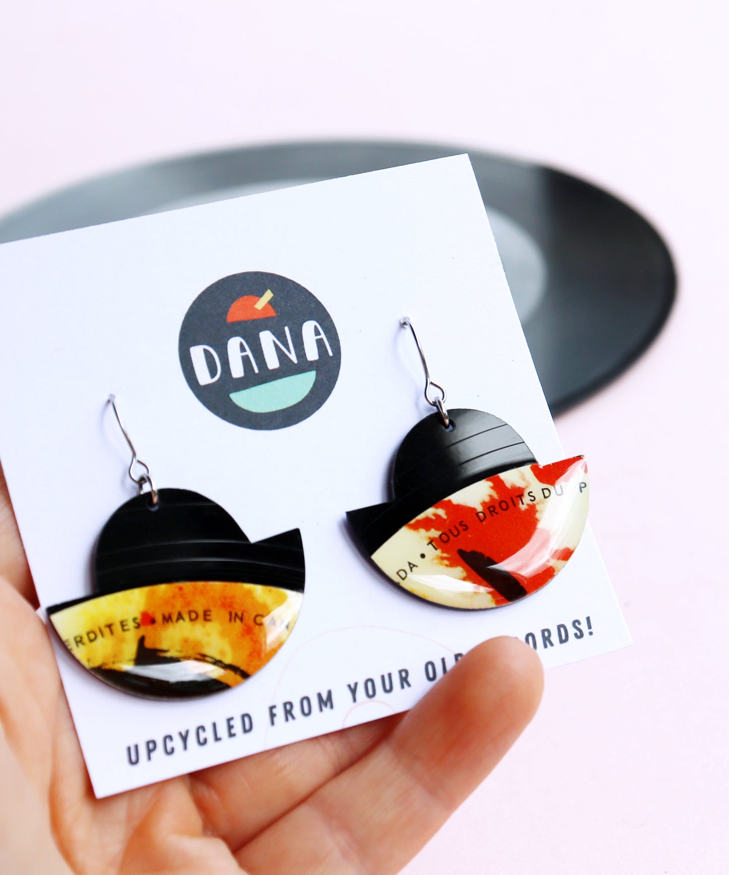 30% OFF warm splash upcycled Barclay vinyl record earrings