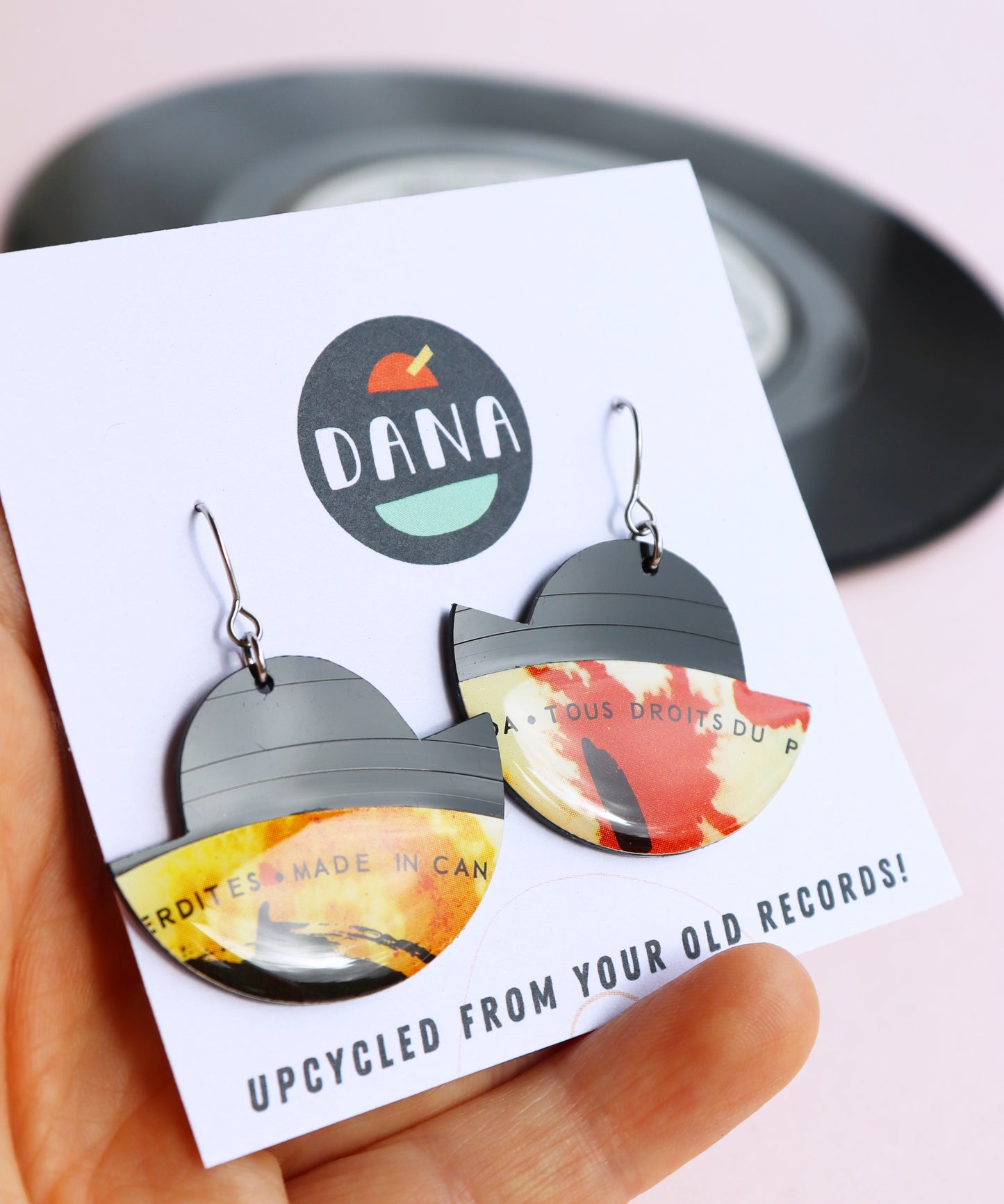 30% OFF warm splash upcycled Barclay vinyl record earrings