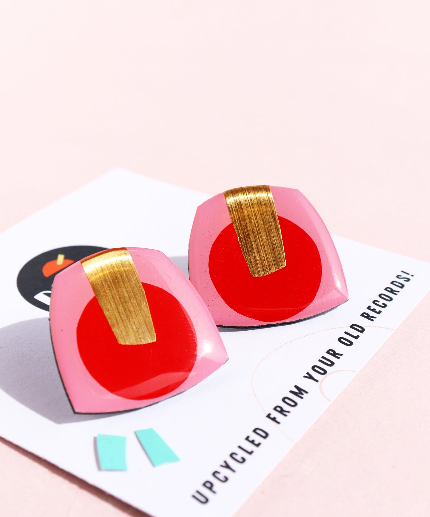 Cherry pop studs with a hint of lush gold / Irish made jewellery