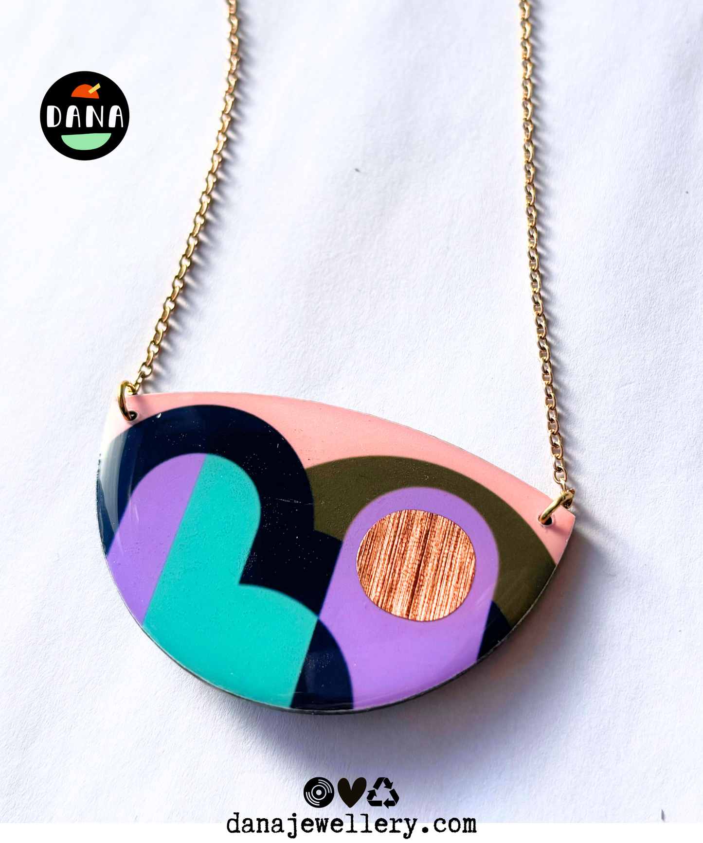 LOLA no.1 necklace in olive, turquoise, lilac, navy, copper / graphic necklace handmade in Ireland