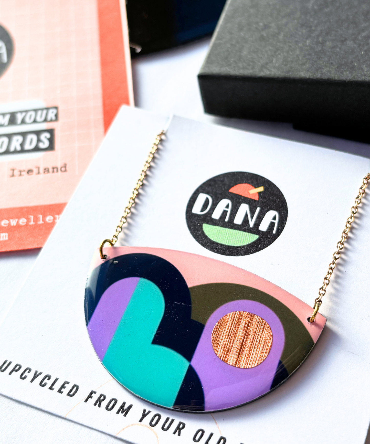 LOLA no.1 necklace in olive, turquoise, lilac, navy, copper / graphic necklace handmade in Ireland