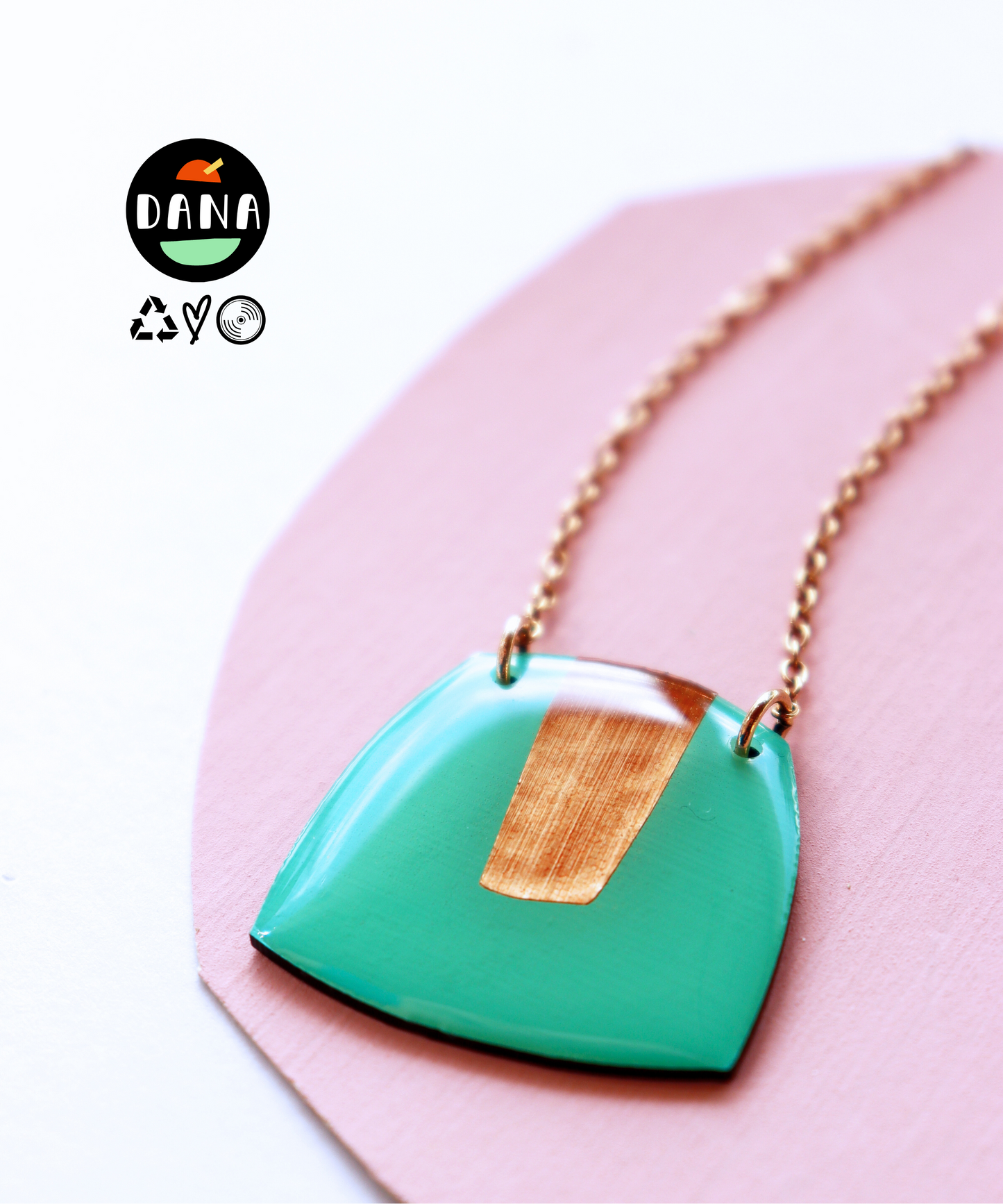 Greeny turquoise and copper recycled necklace / sustainable irish jewellery