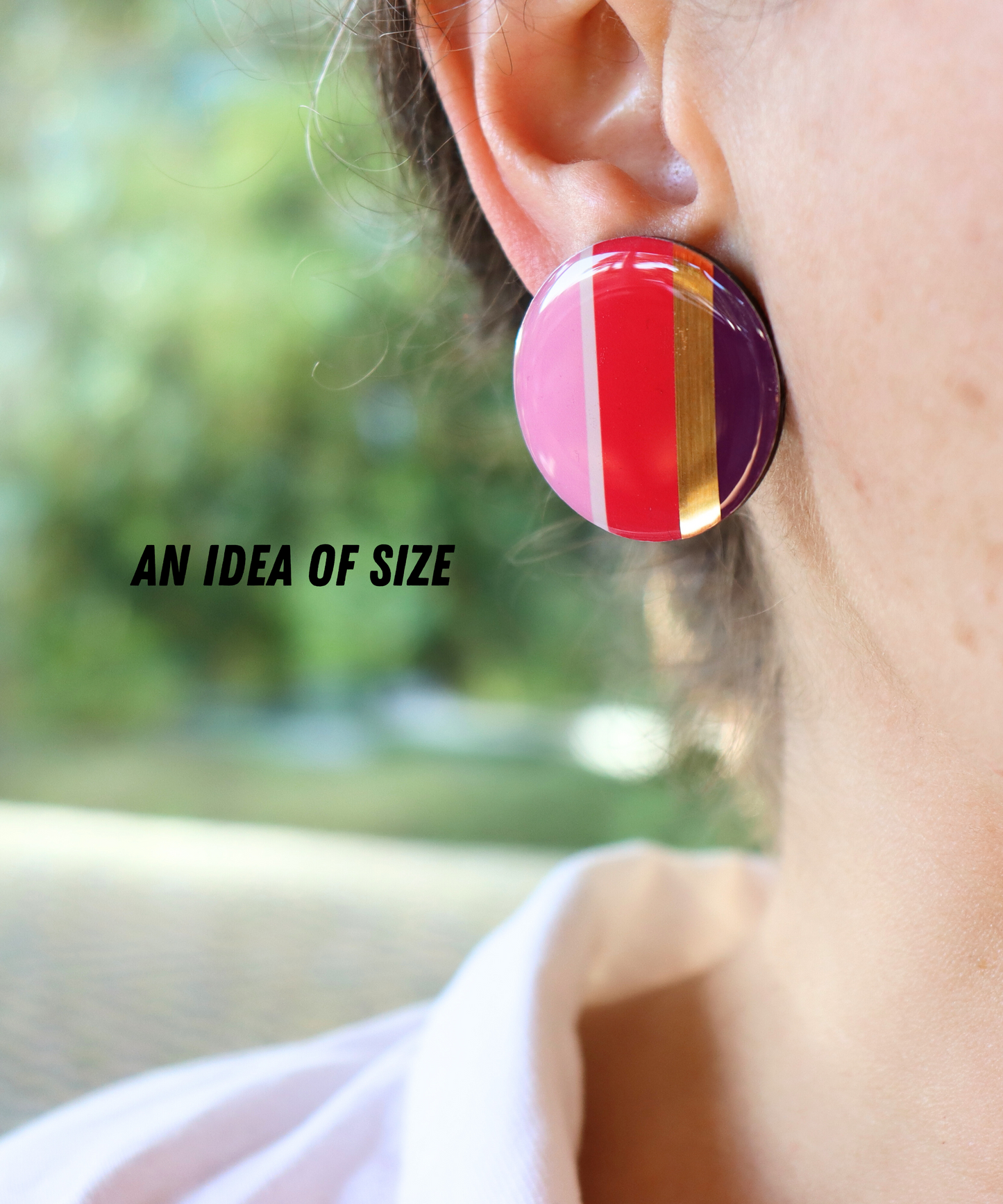 30% OFF FABI no.1 large disc stud earrings in fuchsia, deep khaki, tangerine and gold
