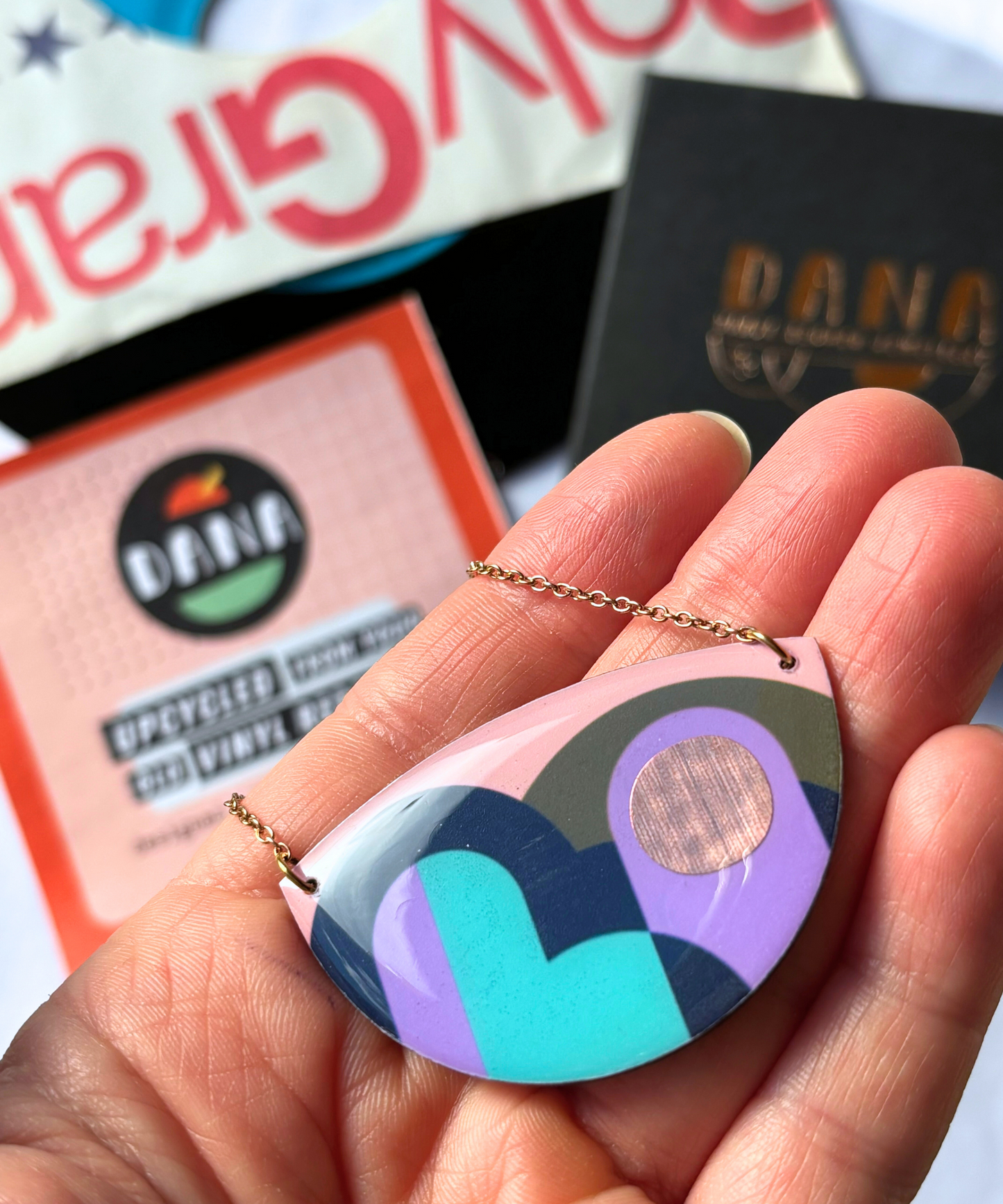 LOLA no.1 necklace in olive, turquoise, lilac, navy, copper / graphic necklace handmade in Ireland