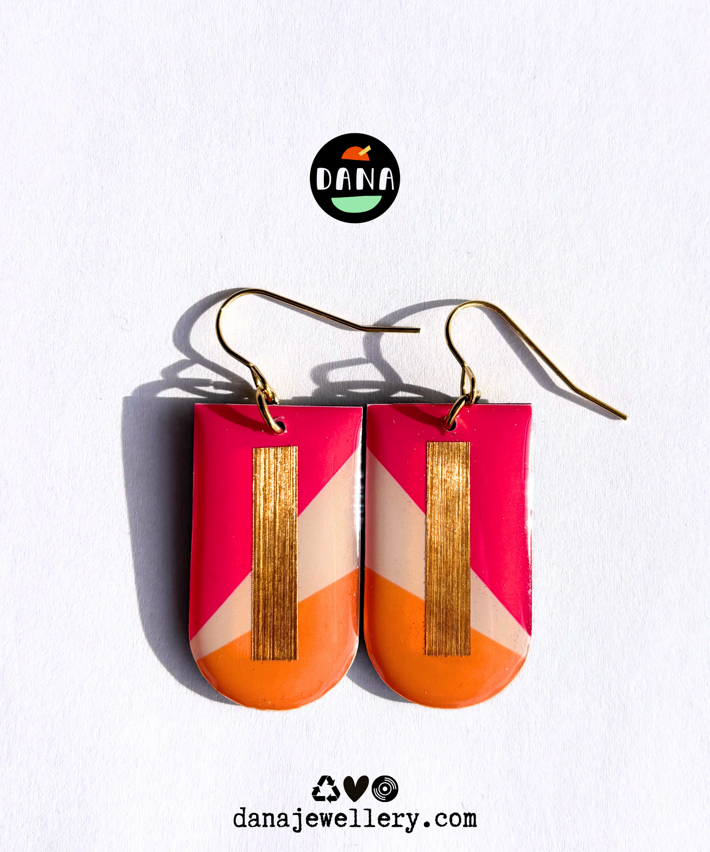 NINA in hot pink, yellow and gold / modern earring design