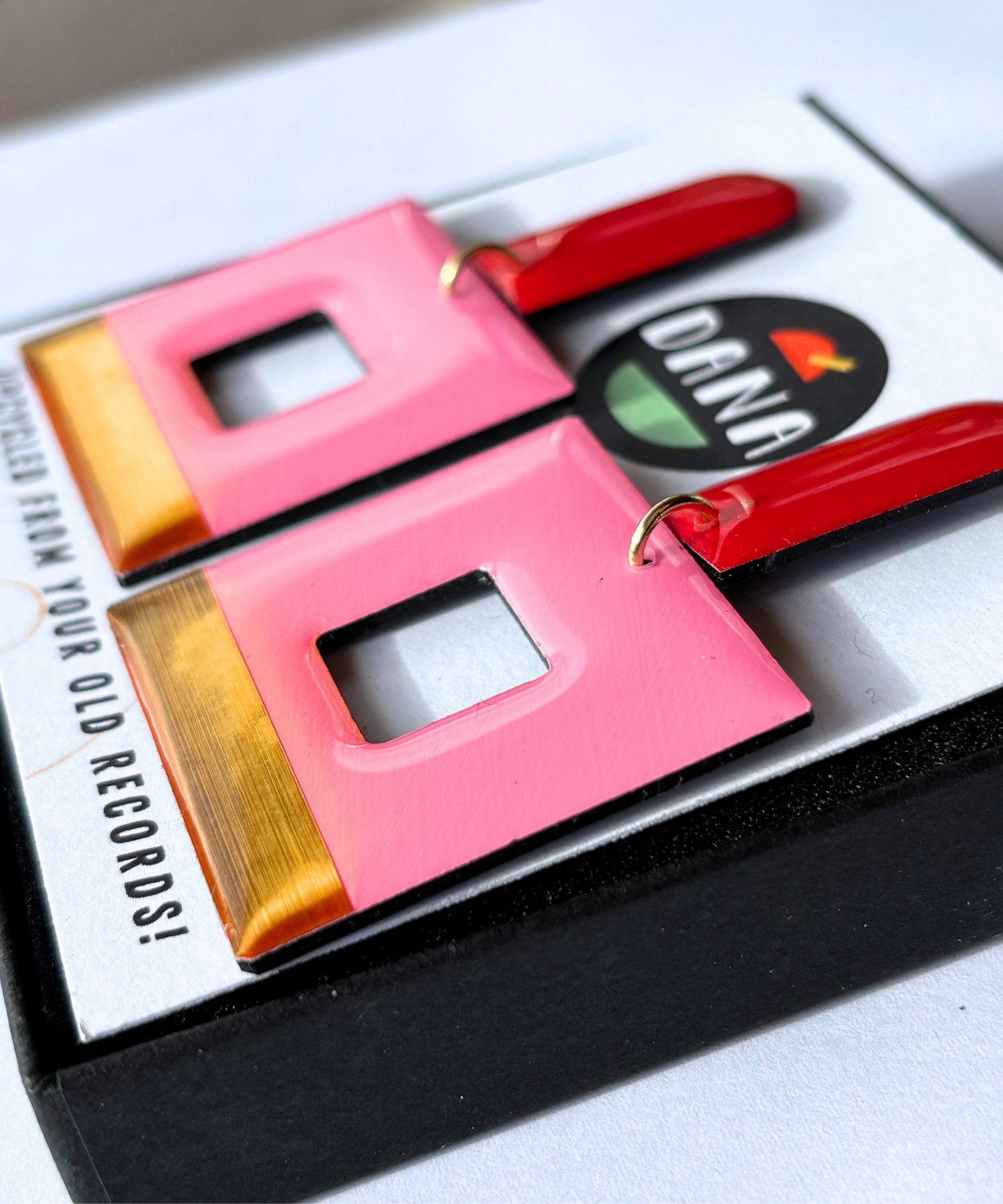 MIKA in red, pink, gold / statement geometric earrings