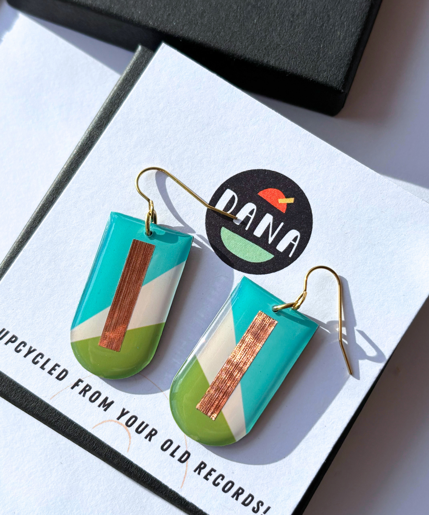 NINA in apple green, turquoise, copper / mid-century modern vibe