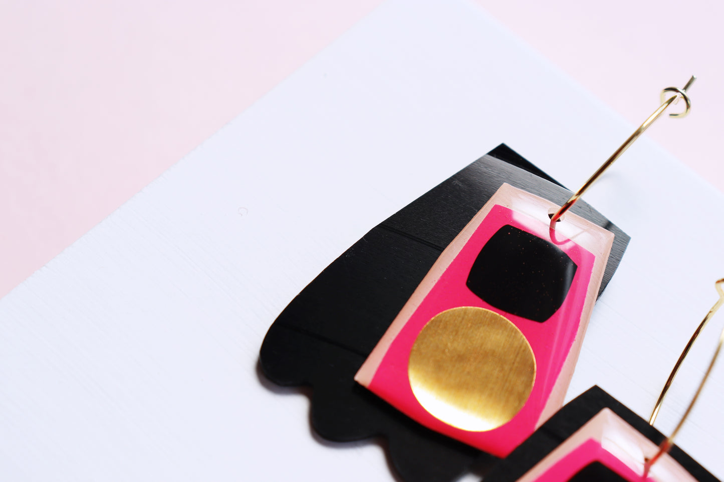 LAST PAIR / FROUFROU no. 2 in hot pink and gold / recycled vinyl jewellery