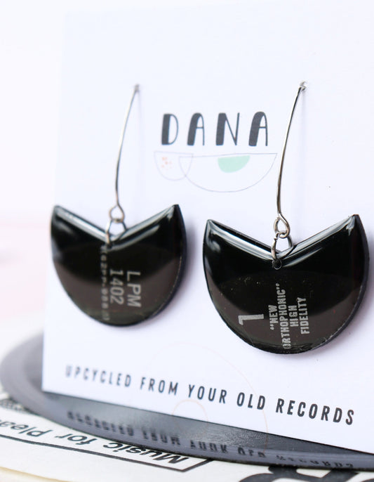 Minimal upcycled vinyl record earrings / unique Irish design