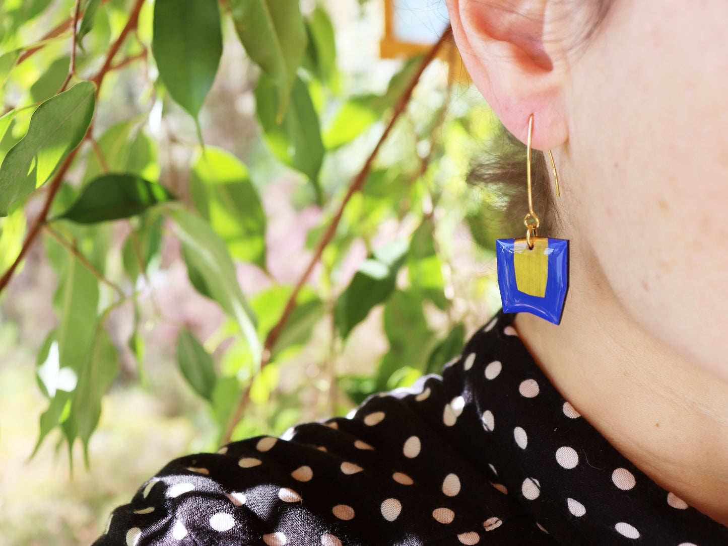 CONNIE in vibrant red and lush gold / upcycled chic earrings