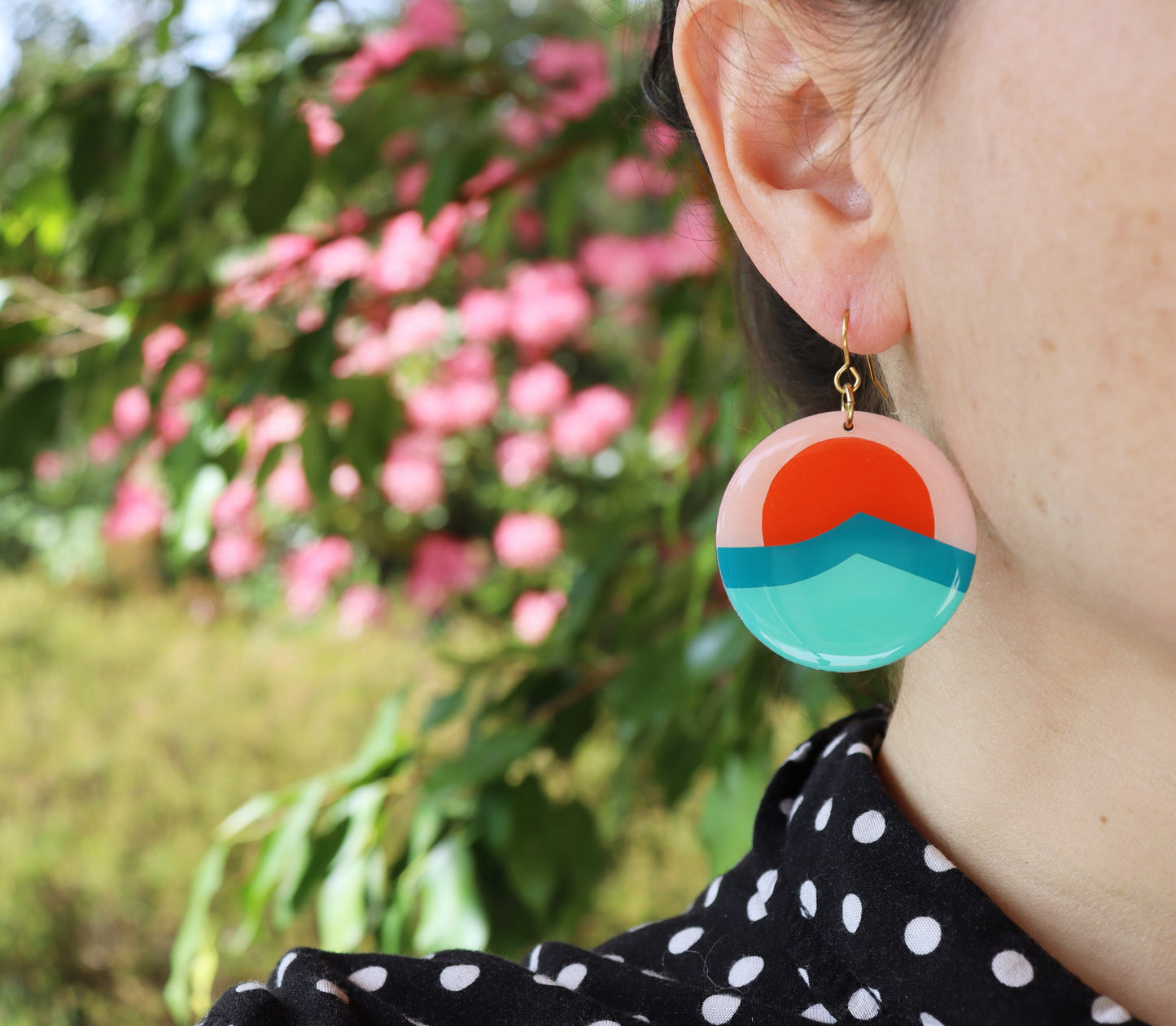 SUZY no.2 / contemporary upcycled vinyl record graphic earrings