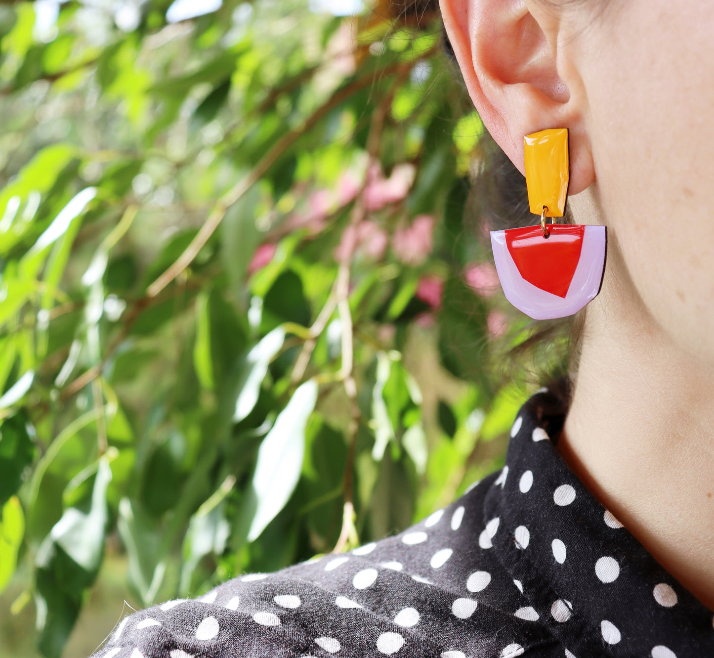 geometric full of pop upcycled record earrings / upcycled Irish fashion