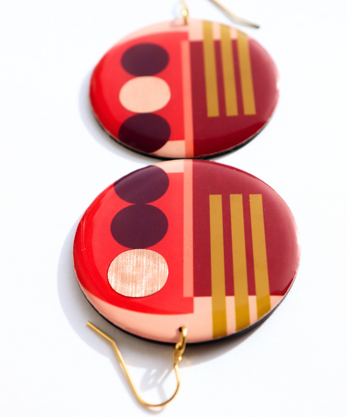 Abstraction on discs / Irish made recycled jewellery (E1)