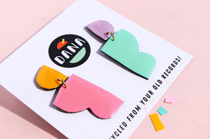 LOLLI confetti ! / summer on your ears / upcycled vinyl earrings