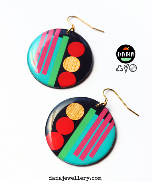 THEA no. 2 Bold funky and very graphic disc earrings / designed and made in Ireland