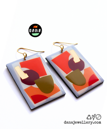 30% OFF Art on your ears / abstract contemporary upcycled vinyl record earrings