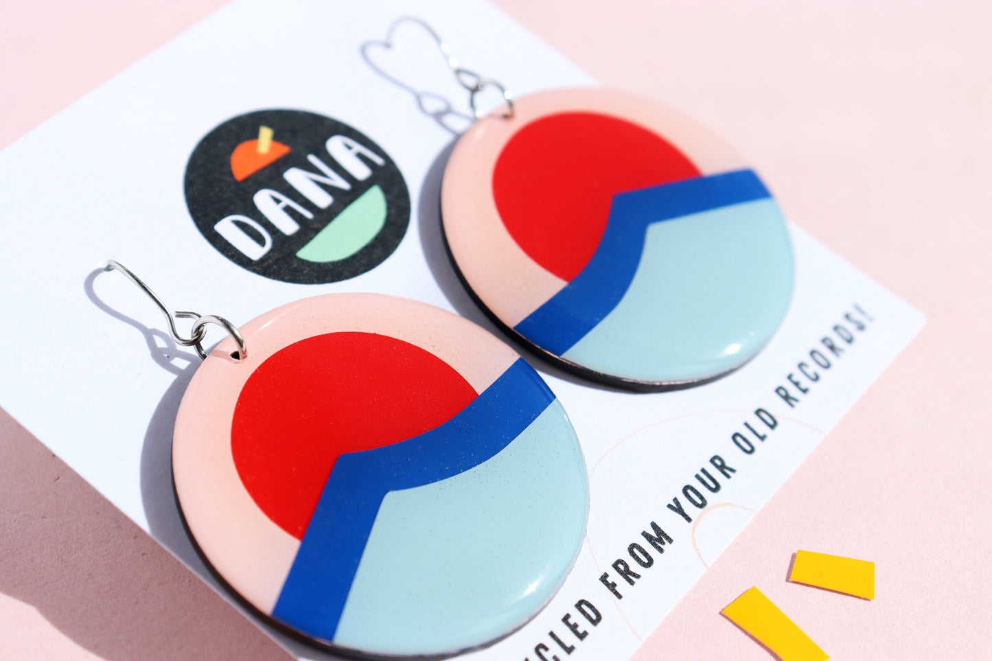 SUZY no.2 / contemporary upcycled vinyl record graphic earrings