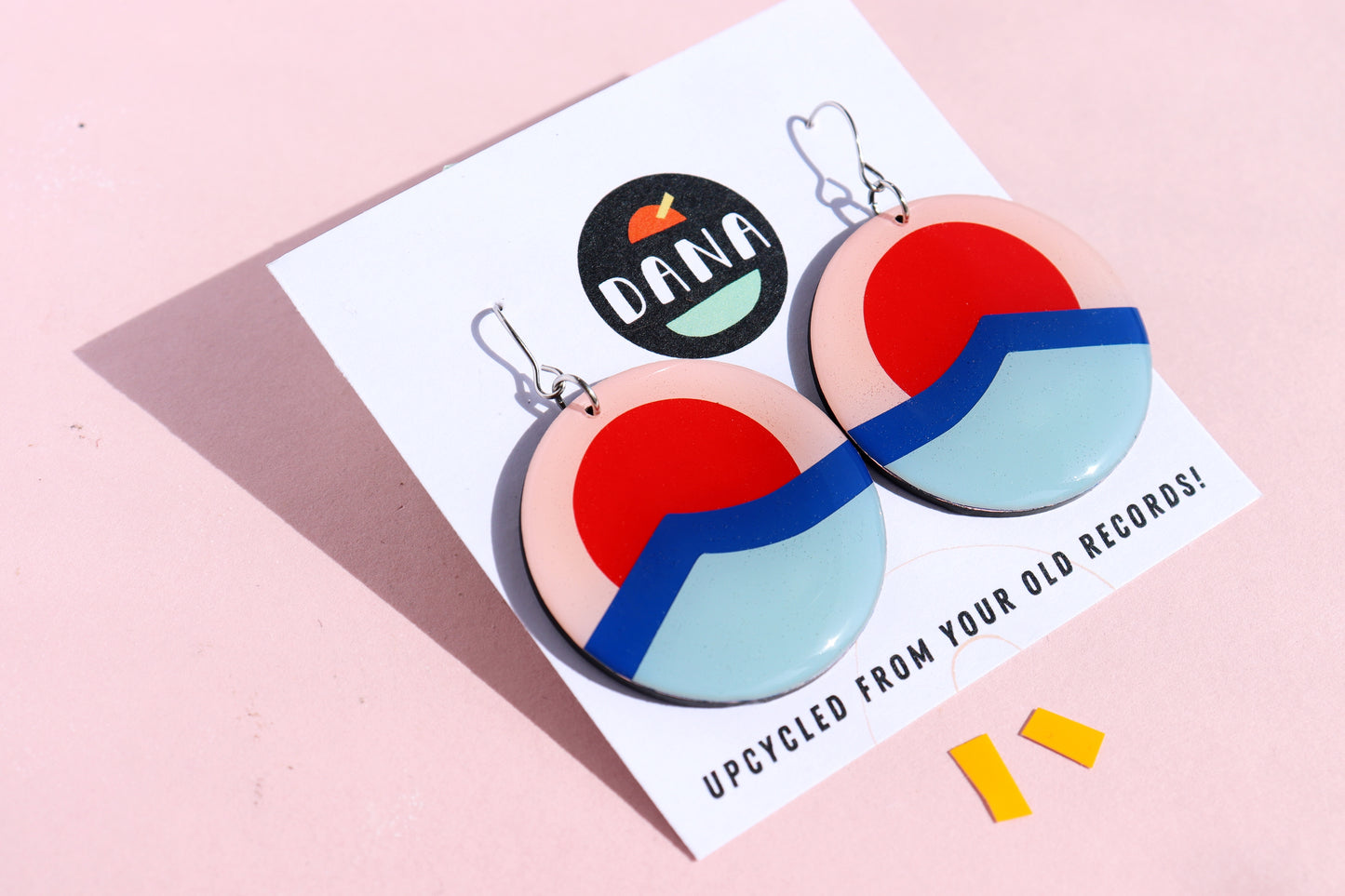 SUZY no.2 / contemporary upcycled vinyl record graphic earrings