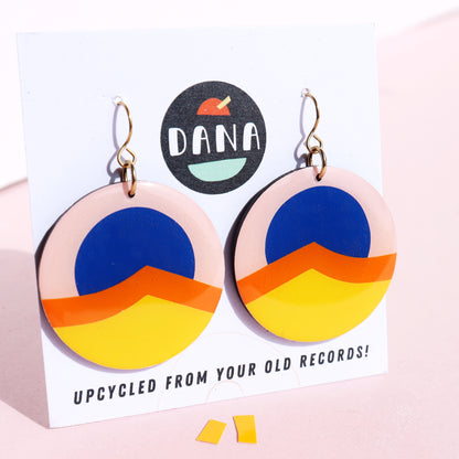 SUZY no.2 / contemporary upcycled vinyl record graphic earrings