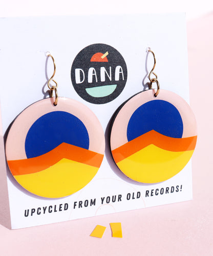 SUZY no.2 / contemporary upcycled vinyl record graphic earrings