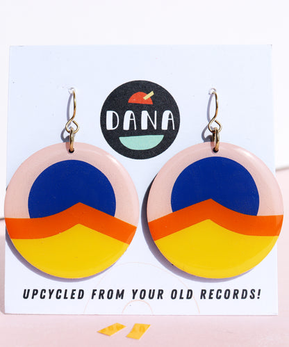 SUZY no.2 / contemporary upcycled vinyl record graphic earrings