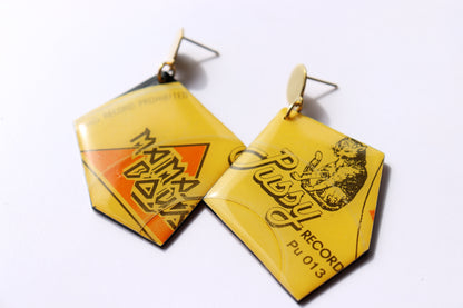 Pussy Records! / Mama's Boys / Superb large one of a kind geometric vinyl record earrings