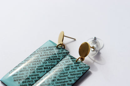 Michael Jackson / 1981 / ENDLESS LOVE compilation / stylish geometric vinyl earrings in aqua