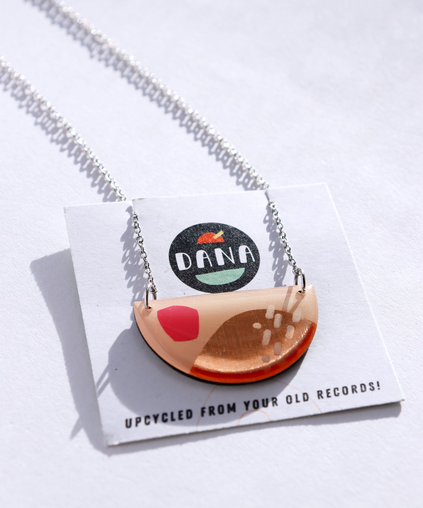 30% OFF / abstract one of a kind upcycled vinyl record necklace