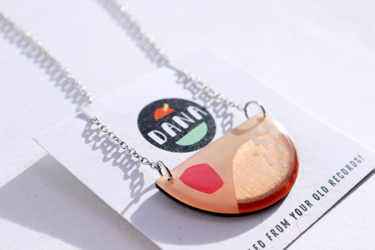 30% OFF / abstract one of a kind upcycled vinyl record necklace