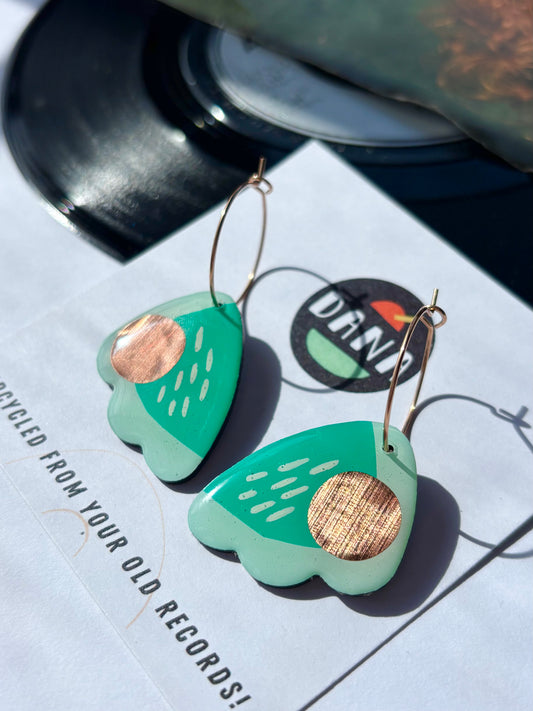 50% Off Fun Froufrou earrings in turquoise, copper, with white detail
