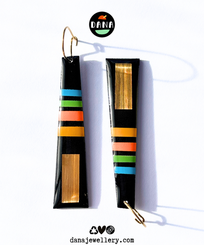 LIZZY retro inspired in blue, green, orange, yellow, and gold