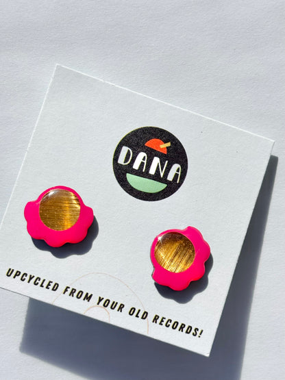 30% OFF large FROUFROU studs in neon pink and gold