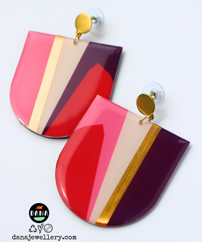 NIKKI no.1 / abstract contemporary recycled vinyl earrings