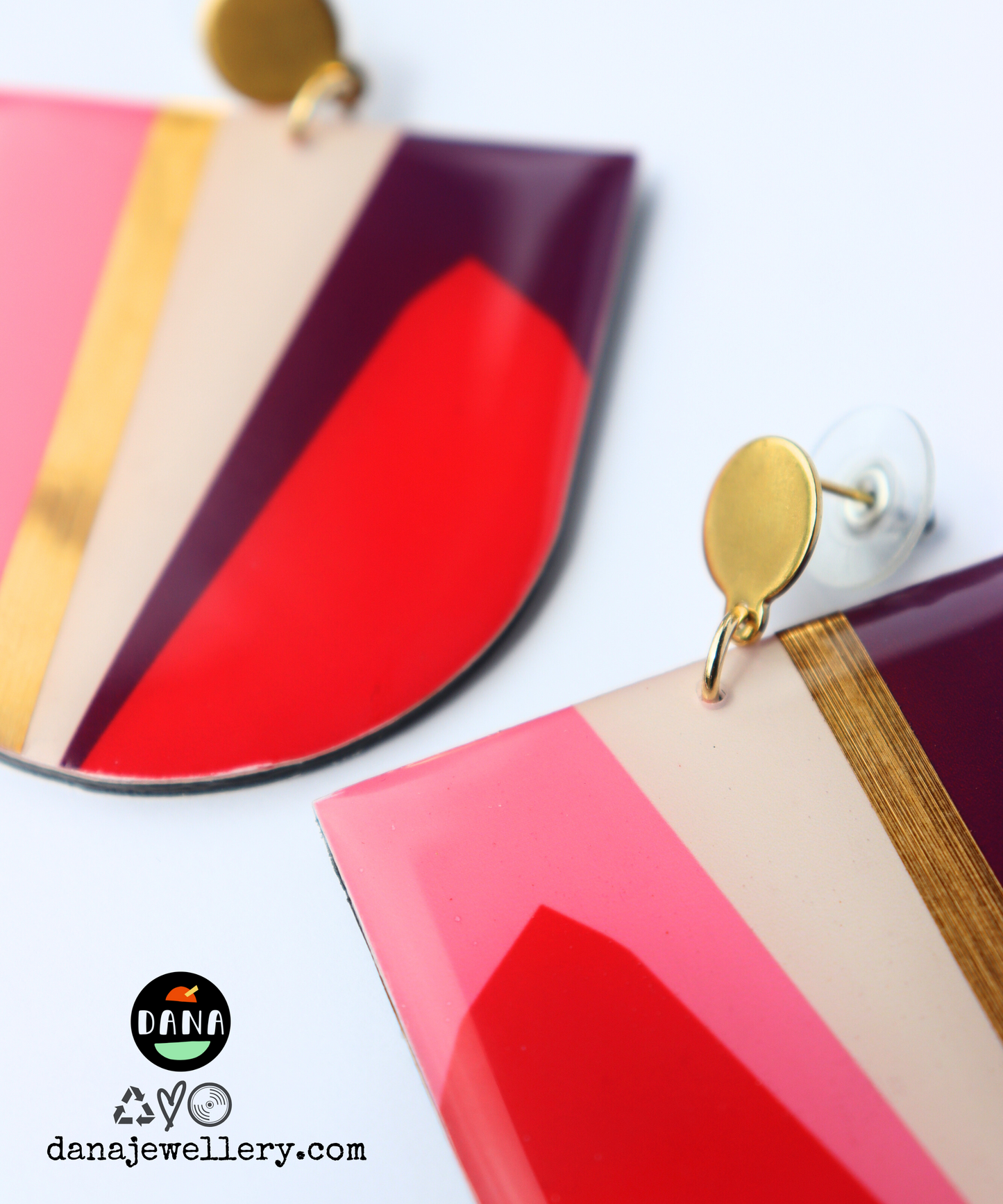 NIKKI no.1 / abstract contemporary recycled vinyl earrings