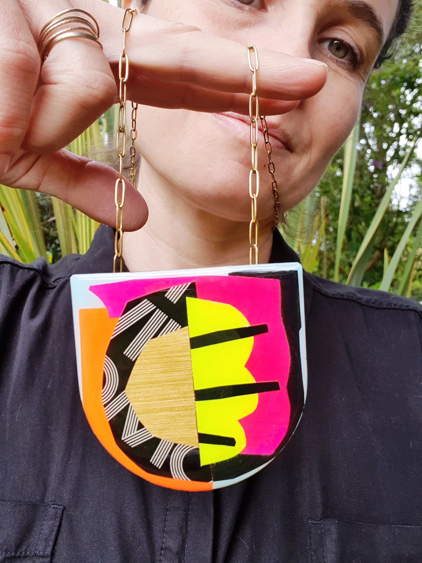 "Méduse" / One of a kind upcycled vinyl record art necklace / free shipping