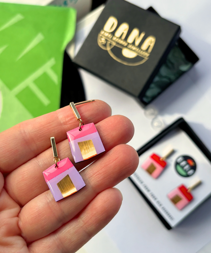 BETTE in neon pink, lilac, and gold