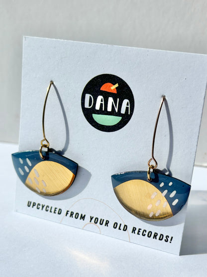 30% OFF boats in blue grey with gold and white details  / contemporary jewellery design