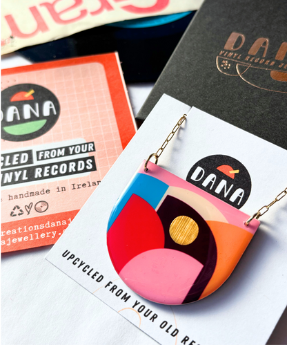 CLEO no.2 necklace in pink, red, plum, blue, yellow, gold / graphic necklace handmade in Ireland