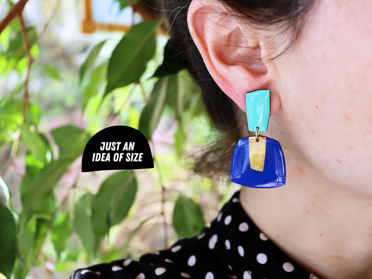 BETTY no.1 in salmon pink, blue & copper / recycled vinyl record earrings