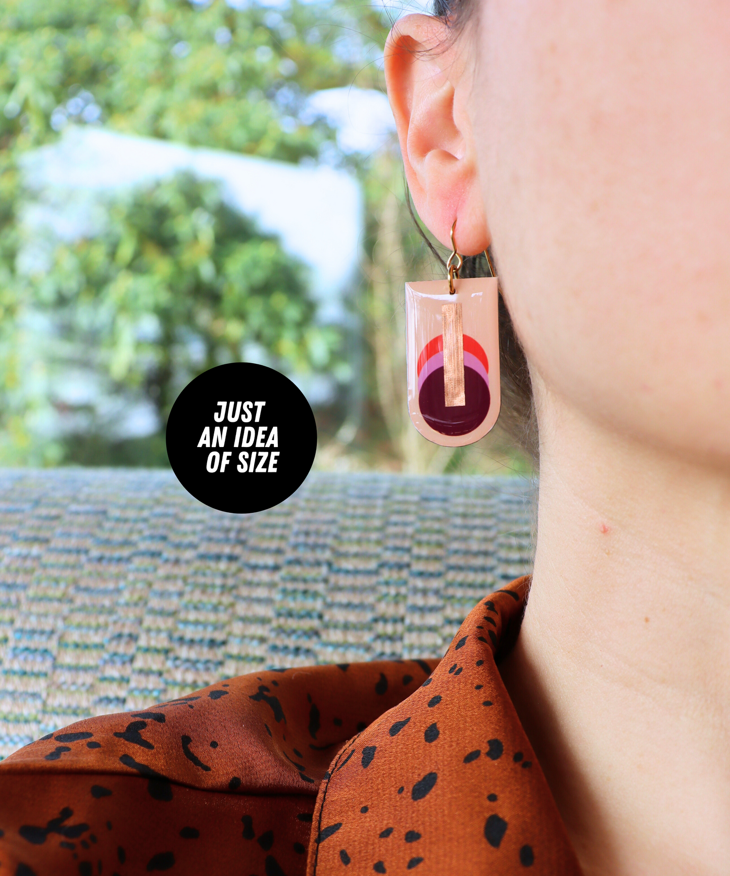 Quirky graphic art earrings made from recycled vinyl records