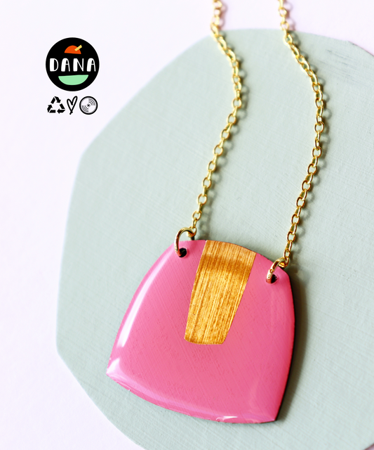 40% OFF Modern upcycled pink and gold necklace / handmade in Ireland