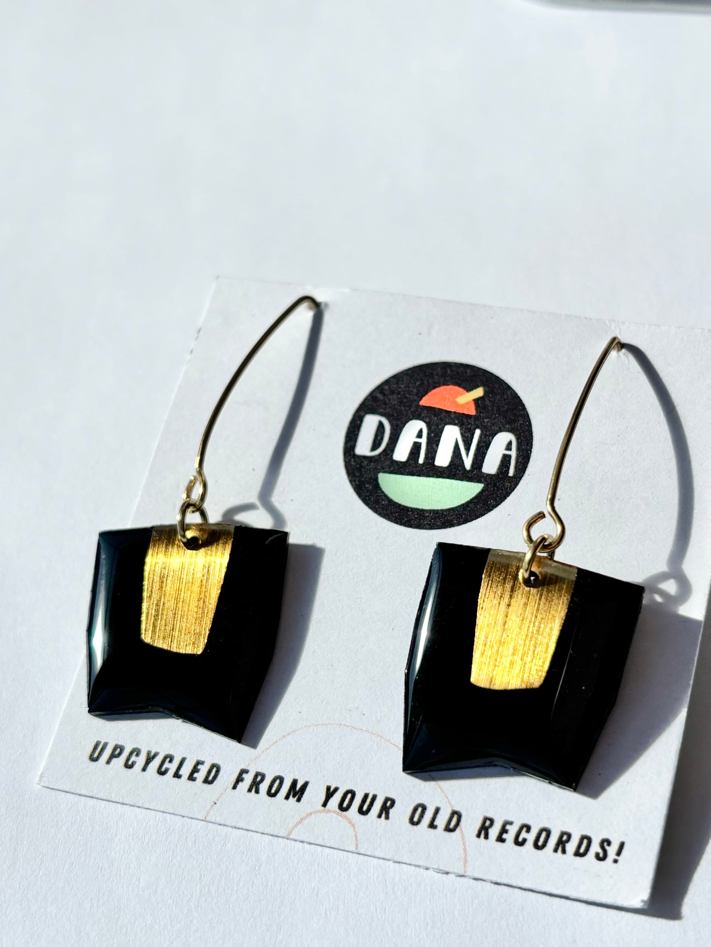 30% OFF Connie in black and gold / upcycled chic earrings