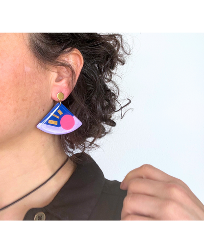 TIA in lilac, navy, neon pink, gold