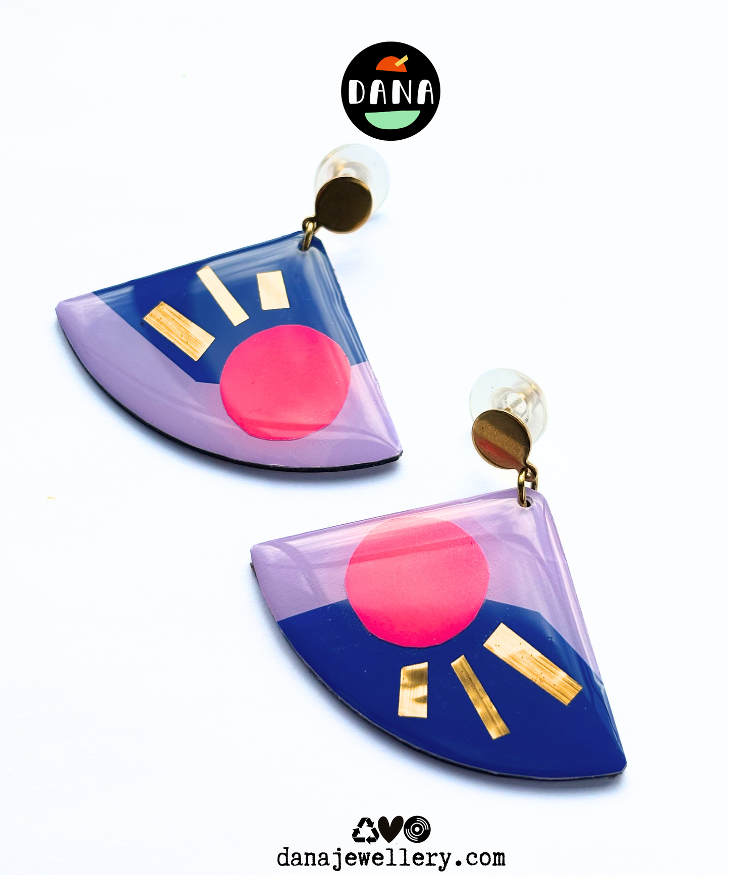 TIA in lilac, navy, neon pink, gold