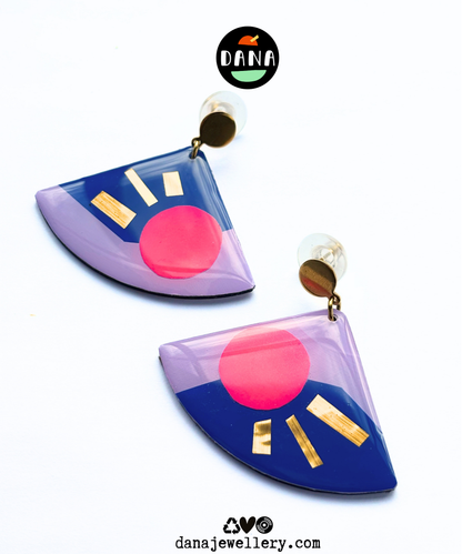 TIA in lilac, navy, neon pink, gold