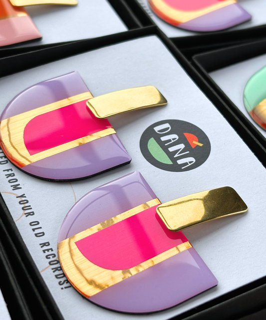 ROSA in neon pink, lilac, lush gold